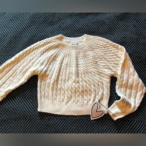 Ruby Moon cropped Cream cable Knit Sweater